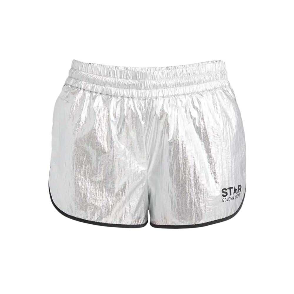 GOLDEN GOOSE Sports Diana Metallic Shorts in Silver/Black XS - Picture 1 of 14